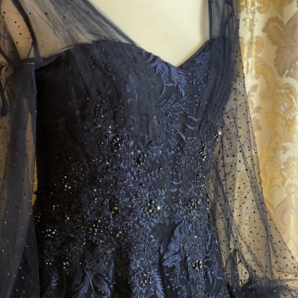 Navy blue prom Ball gown